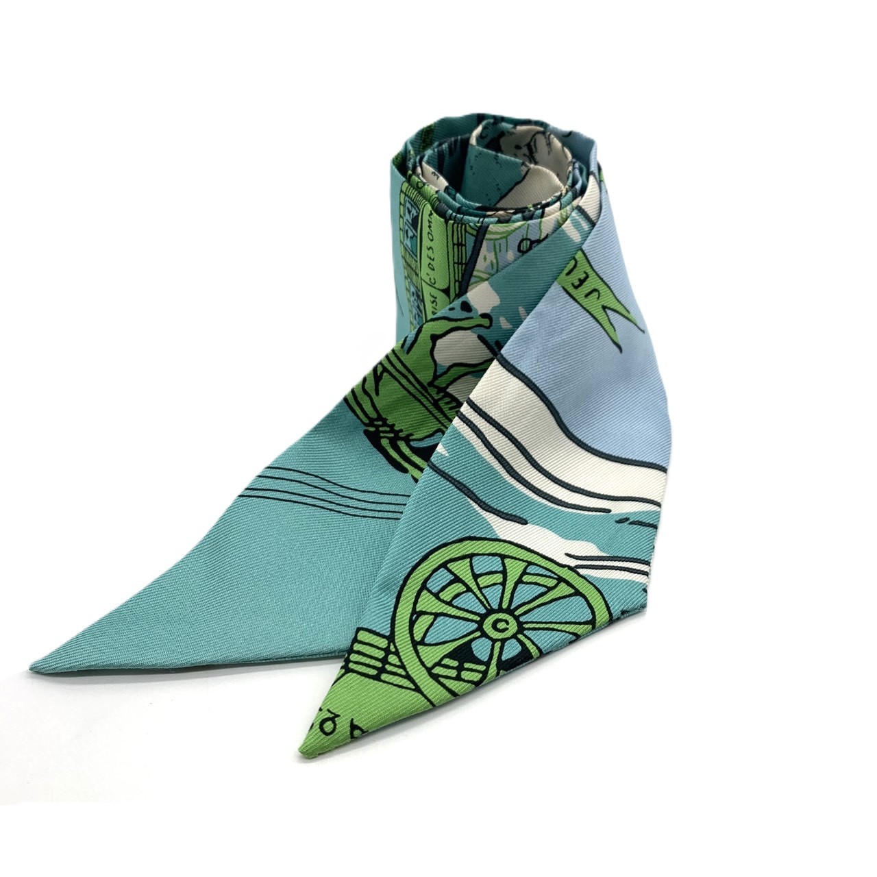 楽天市場】エルメス ツイリースカーフ ブルー シルク100％ オムニバス