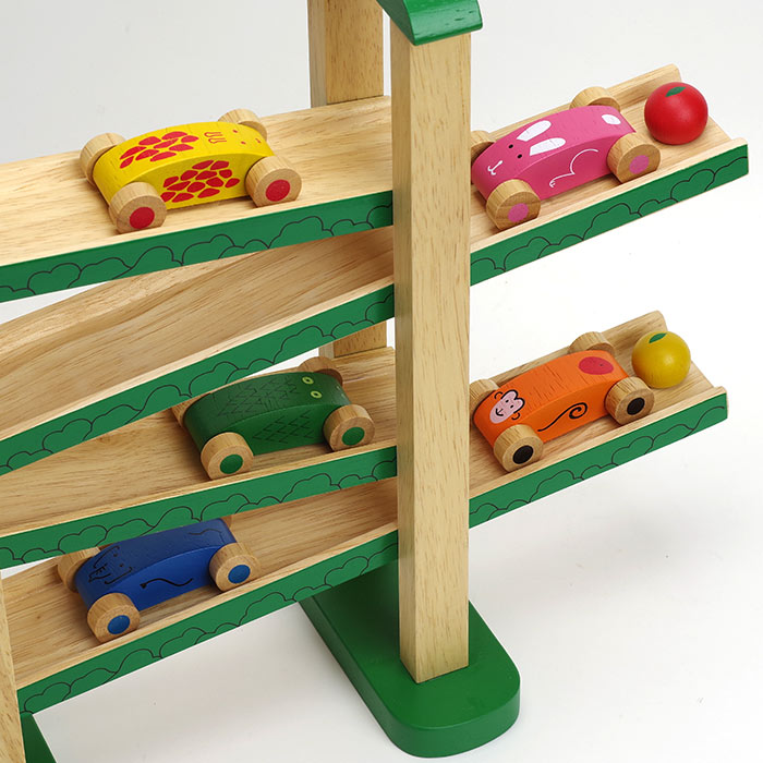 楽天市場】木のおもちゃ スロープ 落ちる 車 森のうんどう会 知育玩具