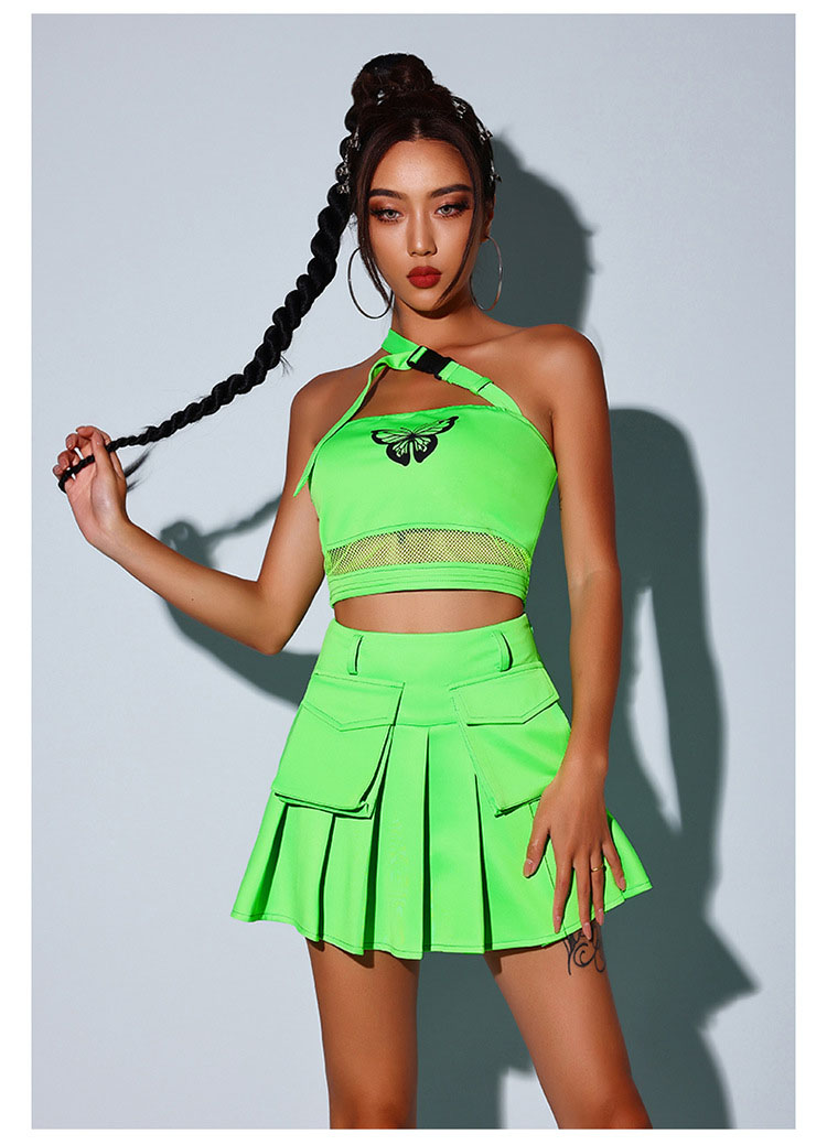 楽天市場】緑 ダンス衣装 レディース セットアップ グリーン セット