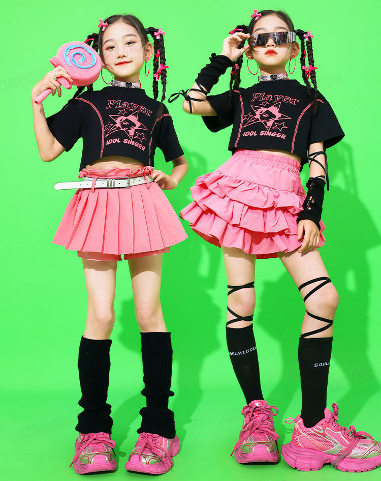 楽天市場】k-pop 衣装 ピンク プリーツスカート キッズダンス衣装