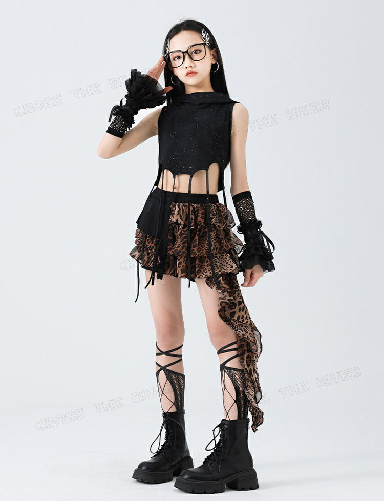 楽天市場】k-pop 衣装 ヒョウ柄 スカート キッズダンス衣装