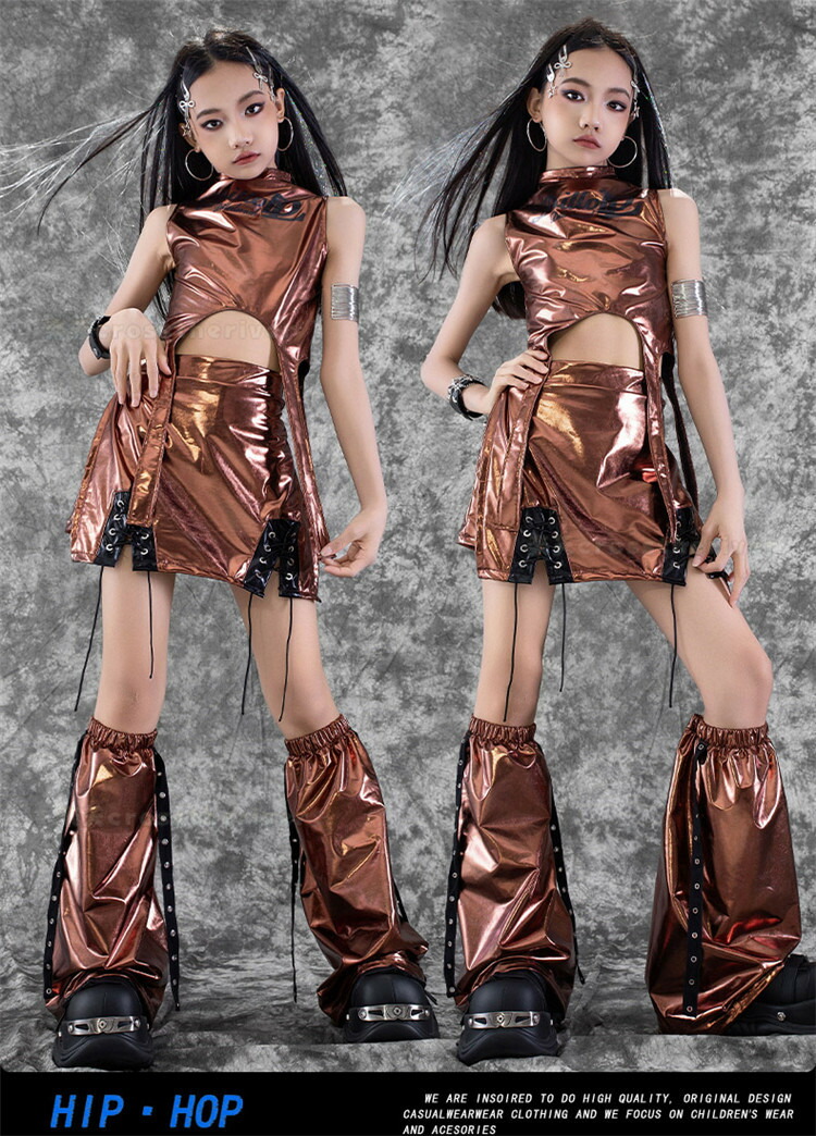 楽天市場】レザースカート ブラウン k-pop 衣装 キッズダンス衣装