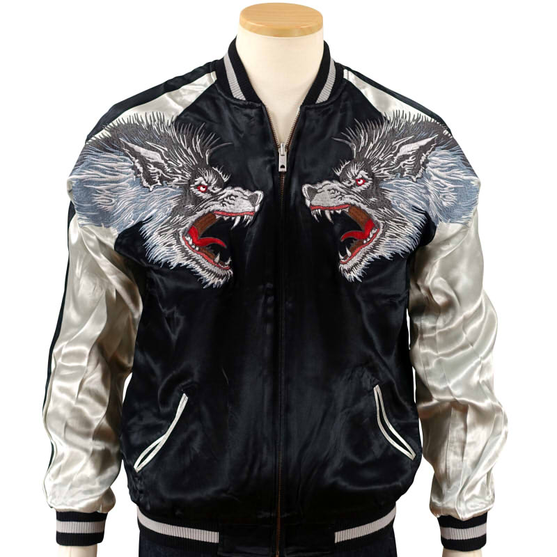 楽天市場】月に狼刺繍スカジャン GKJ-007 satori(さとり) 和柄【送料