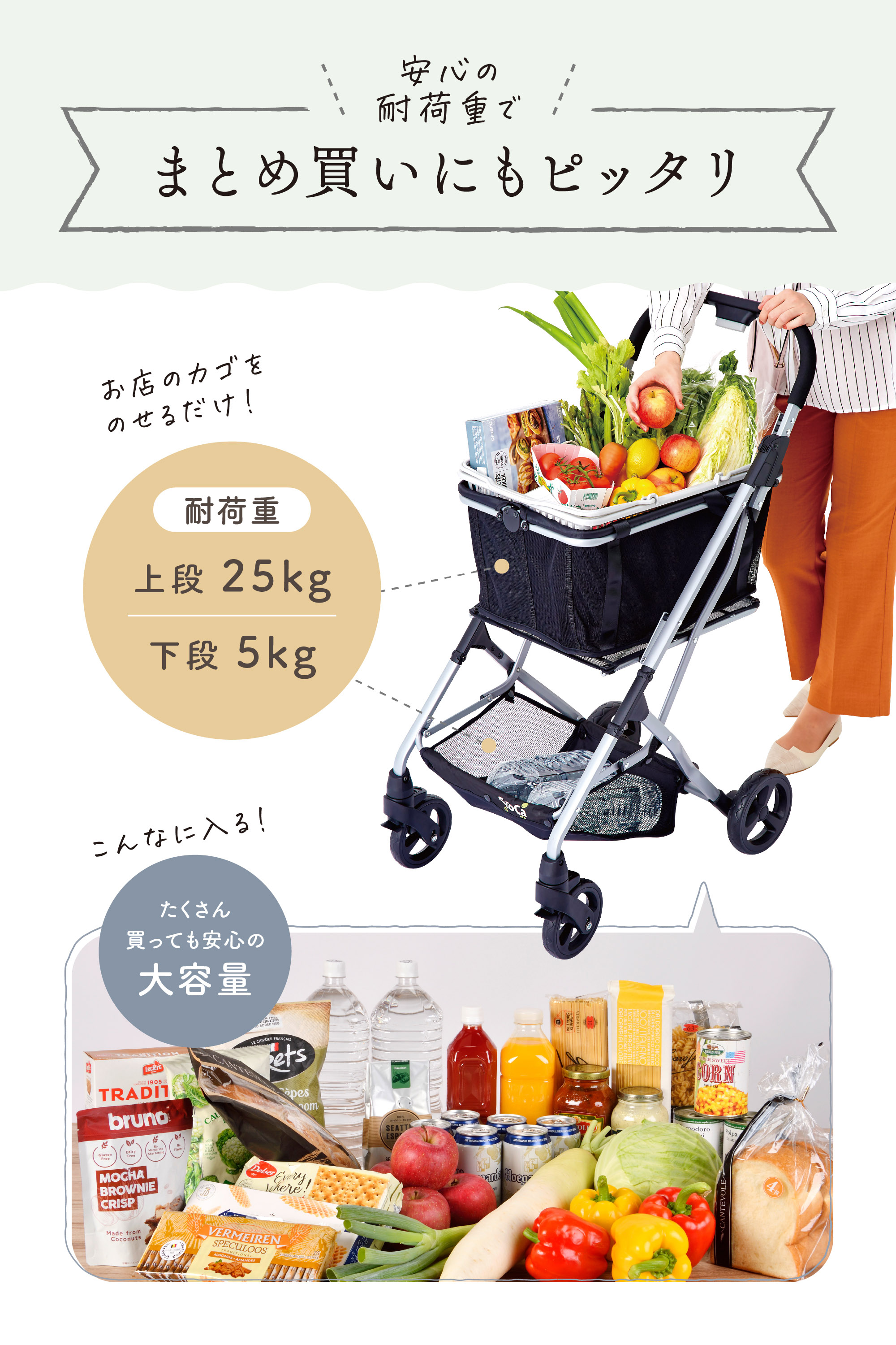 楽天市場】エコカ 折りたたみ ショッピングカート 2段構造 耐荷重30kg