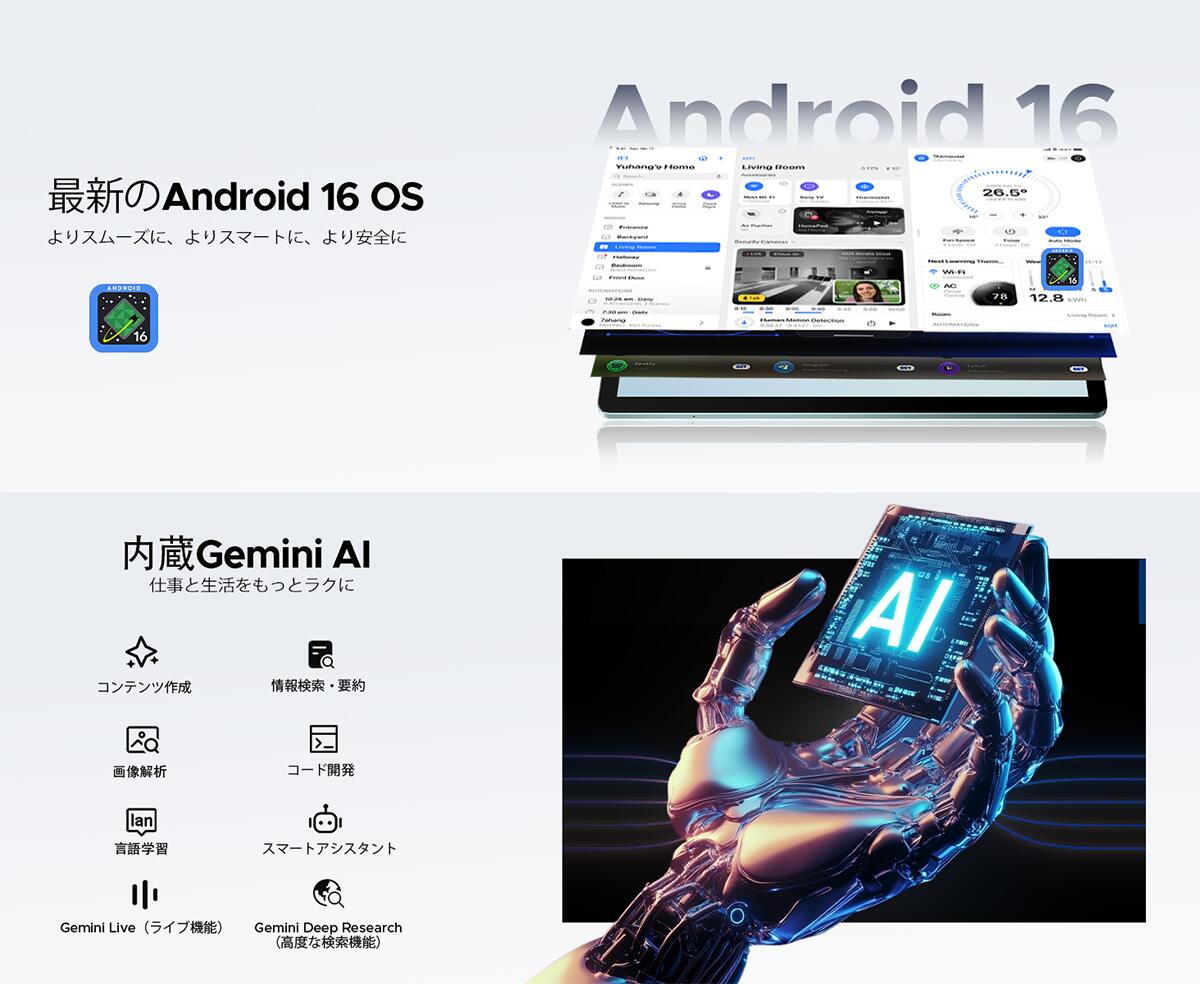 楽天市場】GeminiAI Android16タブレット DOOGEE U13セット版 13インチ