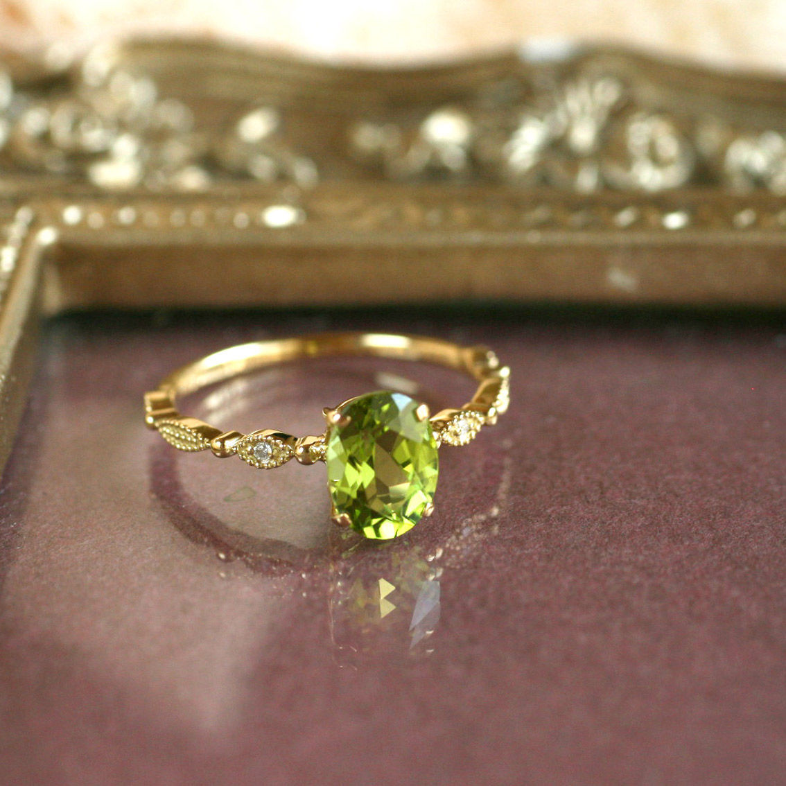 楽天市場】K18 ペリドット ダイヤモンド リングK18 18K 18金 gold