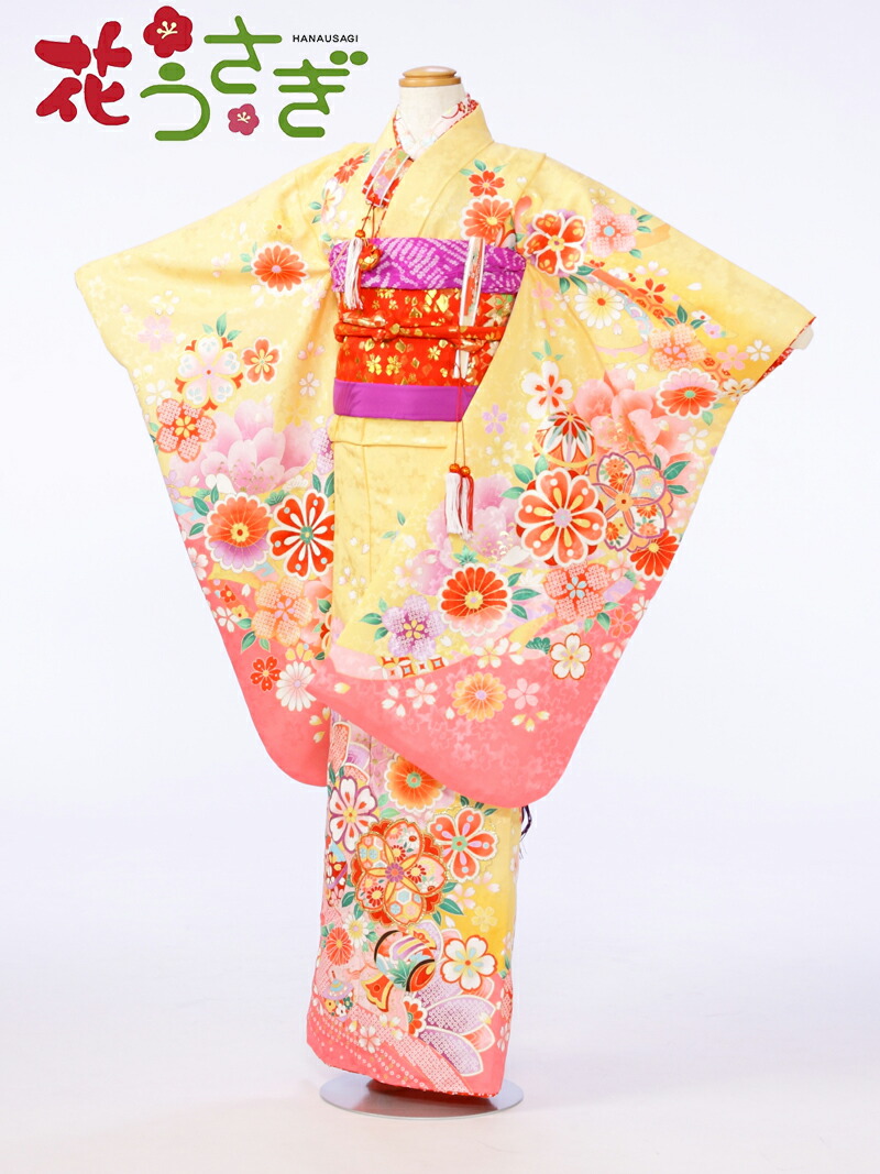楽天市場】【レンタル】ブランド 花うさぎ 黄色-桜 七五三 7歳女の子