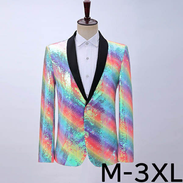 楽天市場】ジャケット メンズ ステージ衣装 演出服 スパンコール 虹色