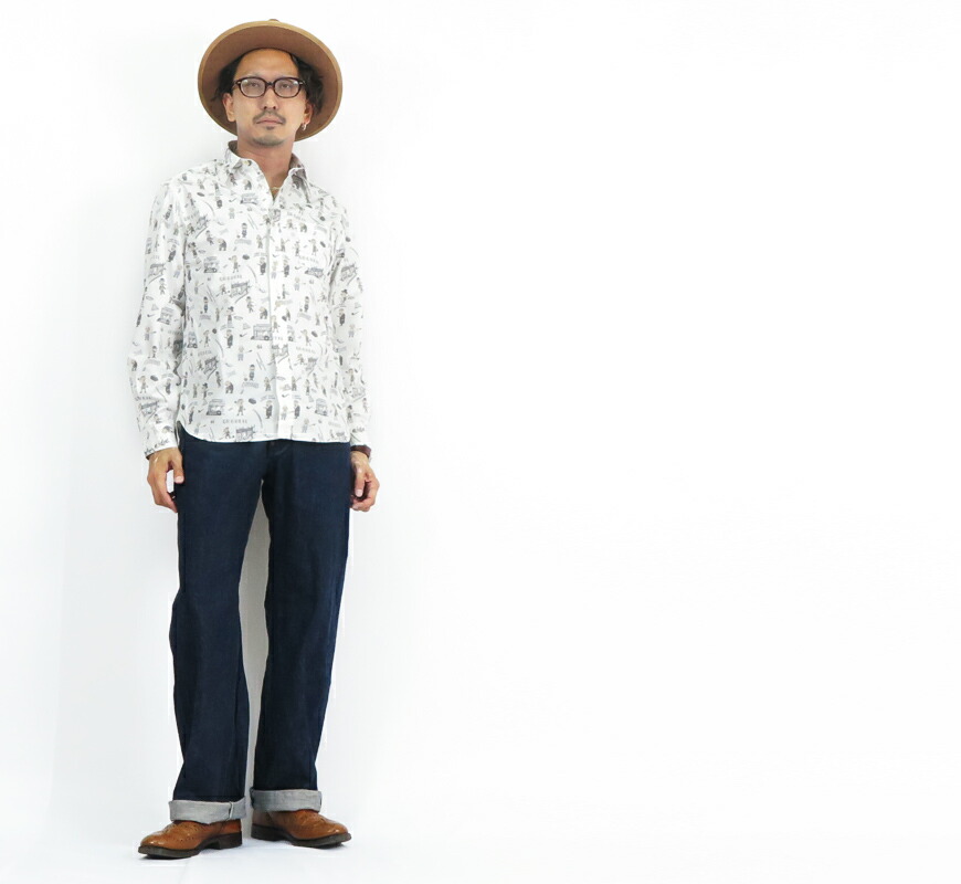 楽天市場】ORGUEIL オルゲイユ 長袖 プリント ワーク シャツ OR-5083