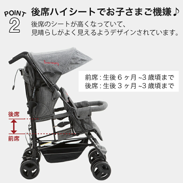 楽天市場】2人乗りベビーカー 日本育児 キンダーワゴン DUOシティ