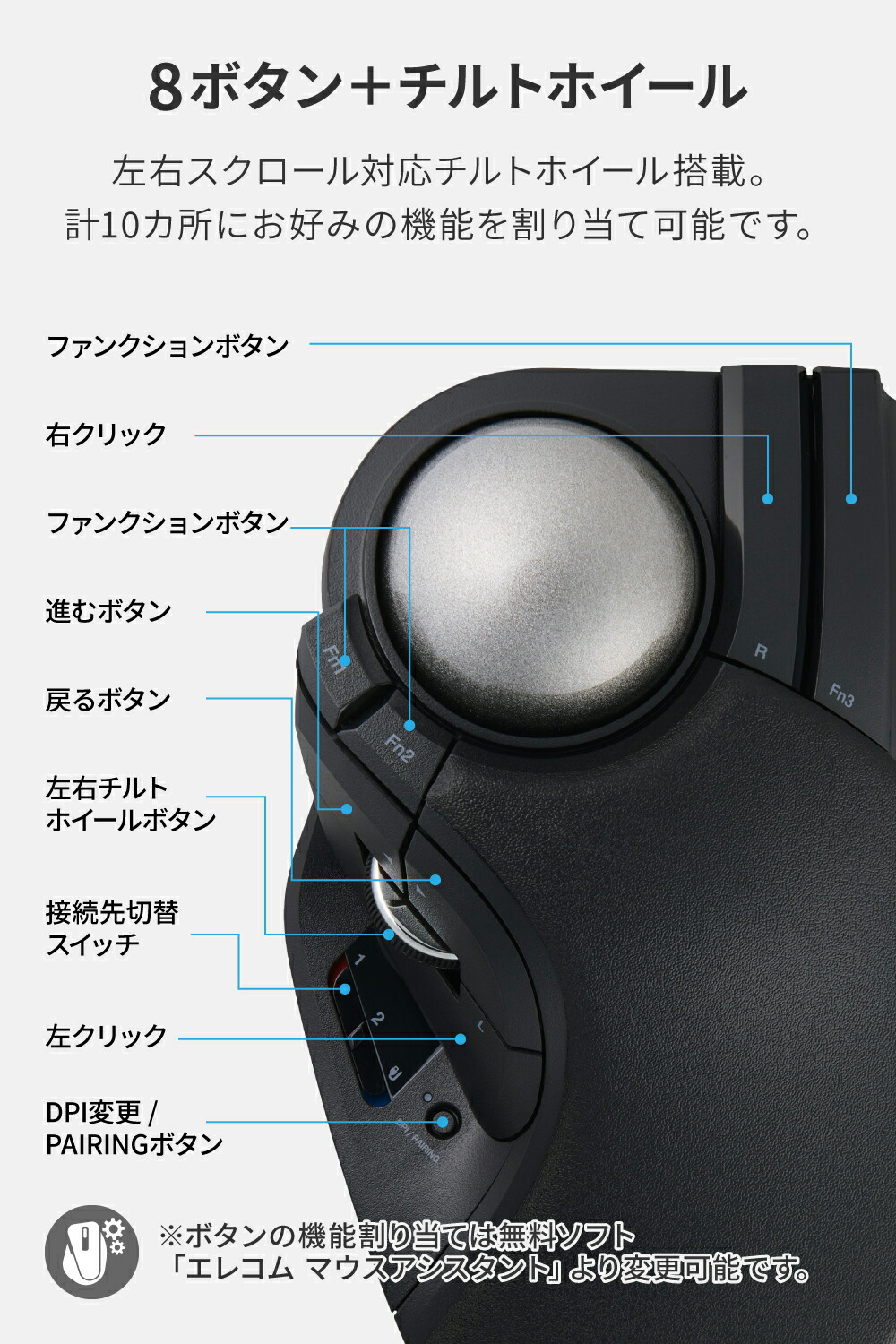 楽天市場】エレコム トラックボールマウス HUGE PLUS ワイヤレス 10