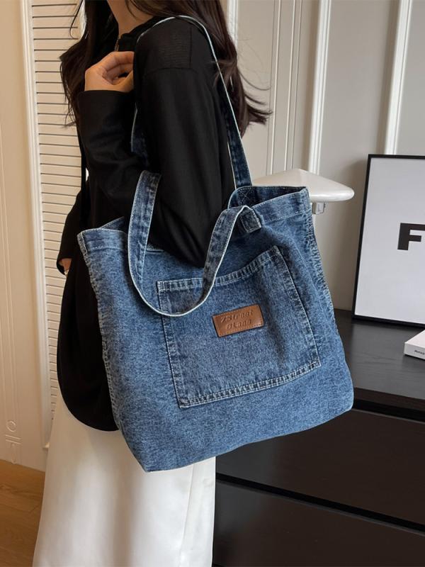 楽天市場】トートバッグ デニム 大容量 A4 スクエア型 こなれ感 大きめ