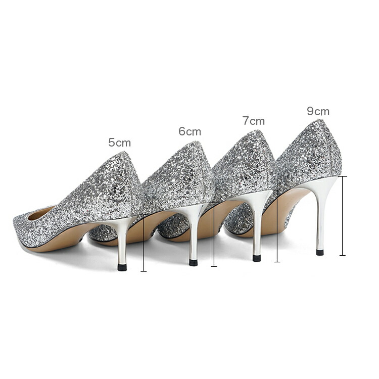 楽天市場】ヒールが選べる グリッターがガラスの靴のよう シルバー