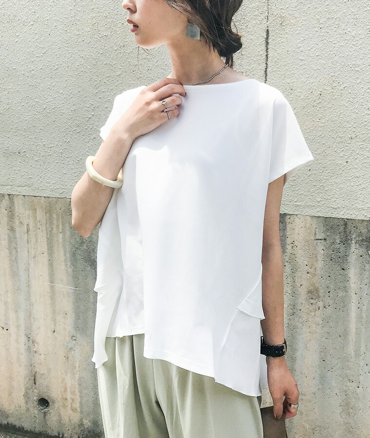 楽天市場】バックフリル カットソー Tシャツ トップス ティーシャツ