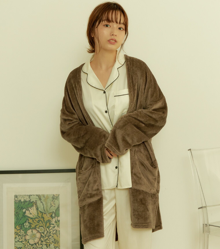 楽天市場】2デザインから選べる♪ ファーフリース カーディガン ガウン