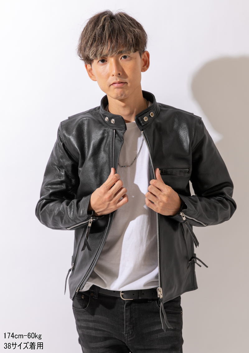 楽天市場】革ジャン メンズ 本革 シングル ライダース 大きいサイズ