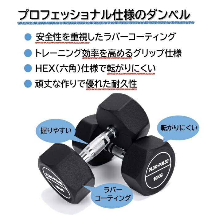 HEXダンベル3kg 5kg 7.5kg 10kg 12.5kg 15kg（六角・ヘックスダンベル