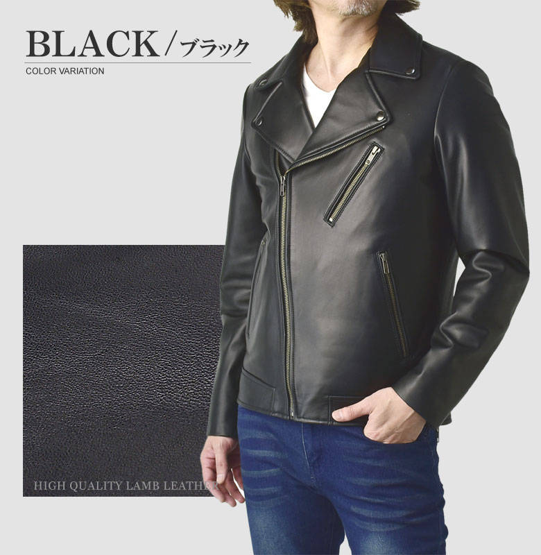 楽天市場】ラムレザー Wライダースジャケット メンズ 本革 ダブル