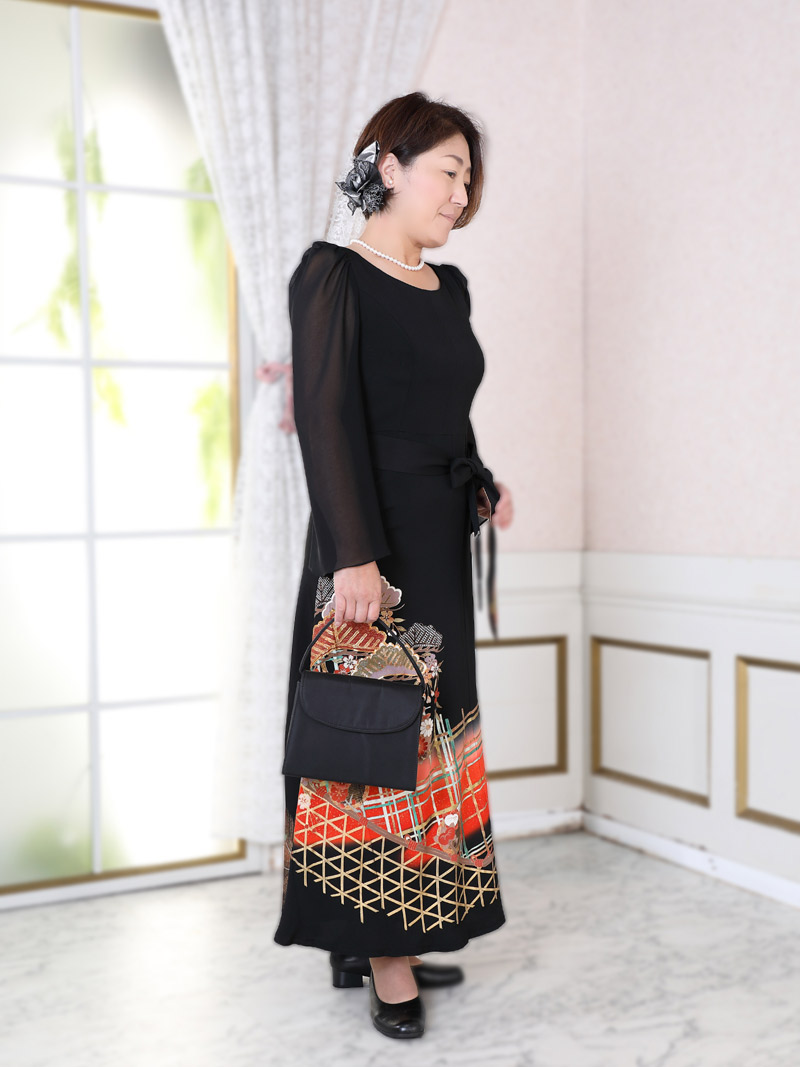 楽天市場】【レンタル】留袖ドレス 黒7号 正絹 ワンピース 菊 垣根