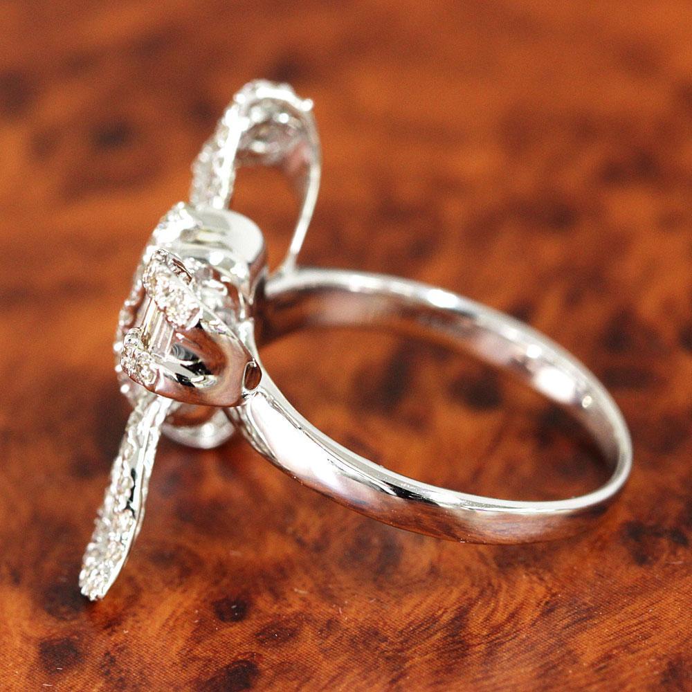 楽天市場】ダイヤモンド リング リボン K18 WG 1カラット ダイヤ 指輪