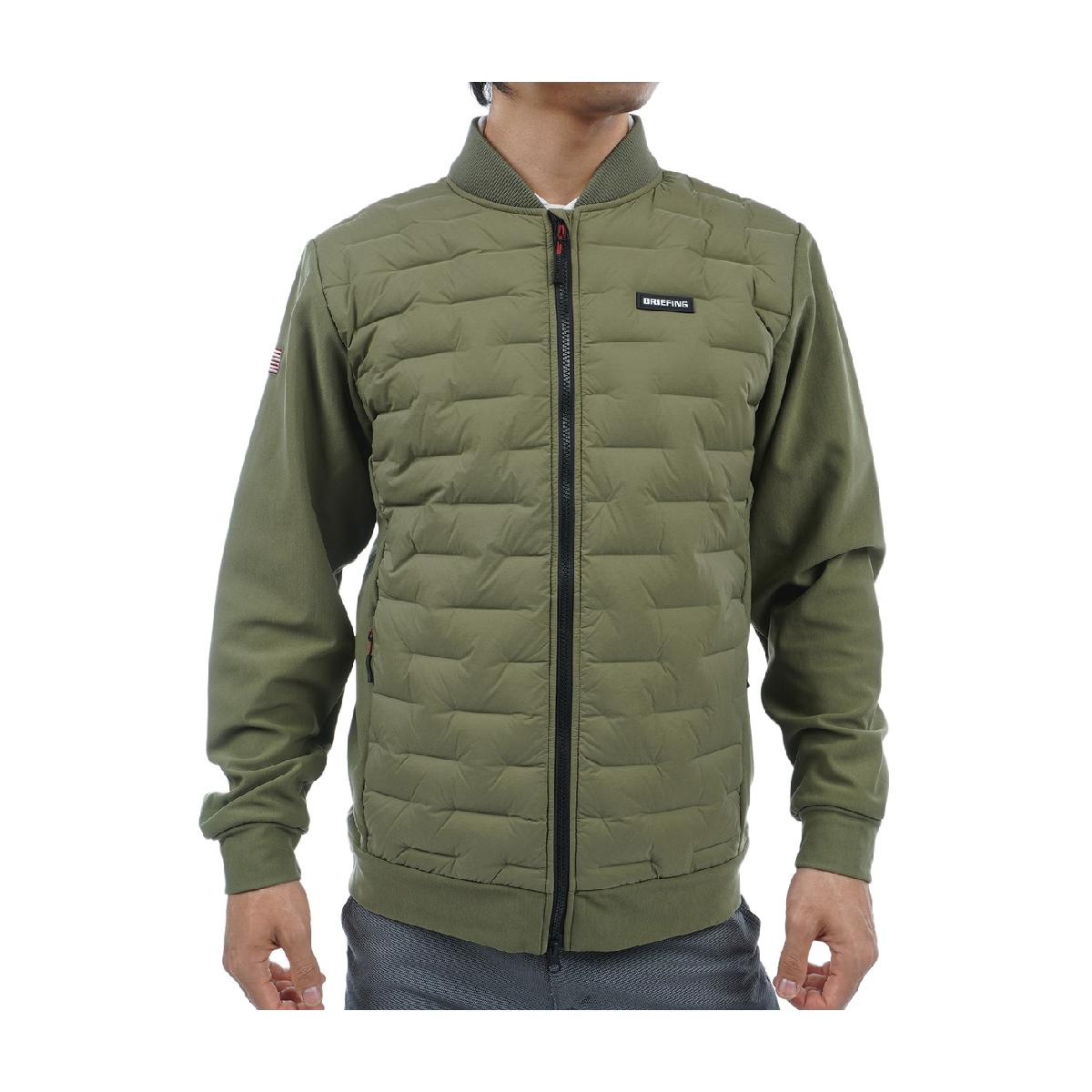 ブリフィングBRIEFING メンズブルゾン パデットジャケットグリーン