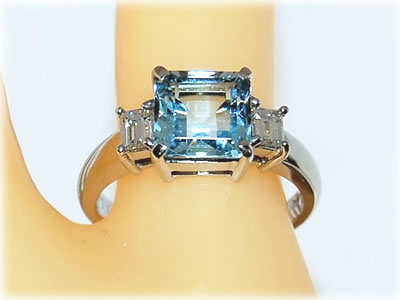 楽天市場】スクエアカット アクアマリン-1.85ct＆角ダイヤ