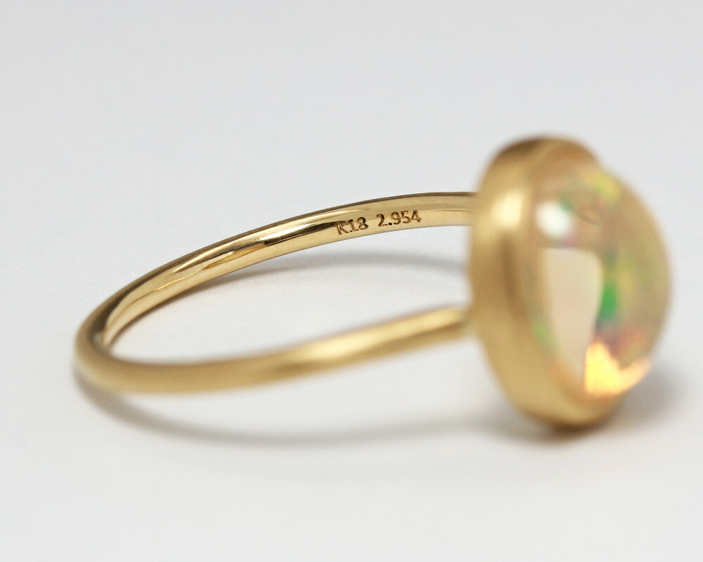 楽天市場】K18 天然オパール 2.954ct 一粒リング 13号 イエロー