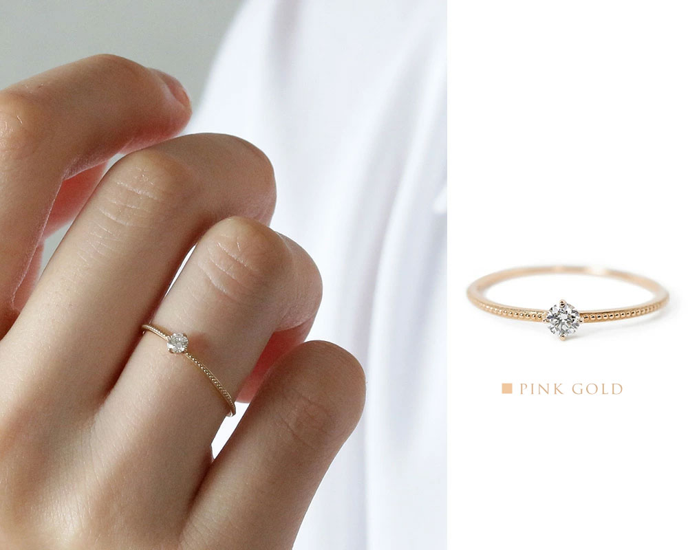 楽天市場】K18 K10 天然ダイヤモンド 0.1ct 四本爪 一粒 リング 1号