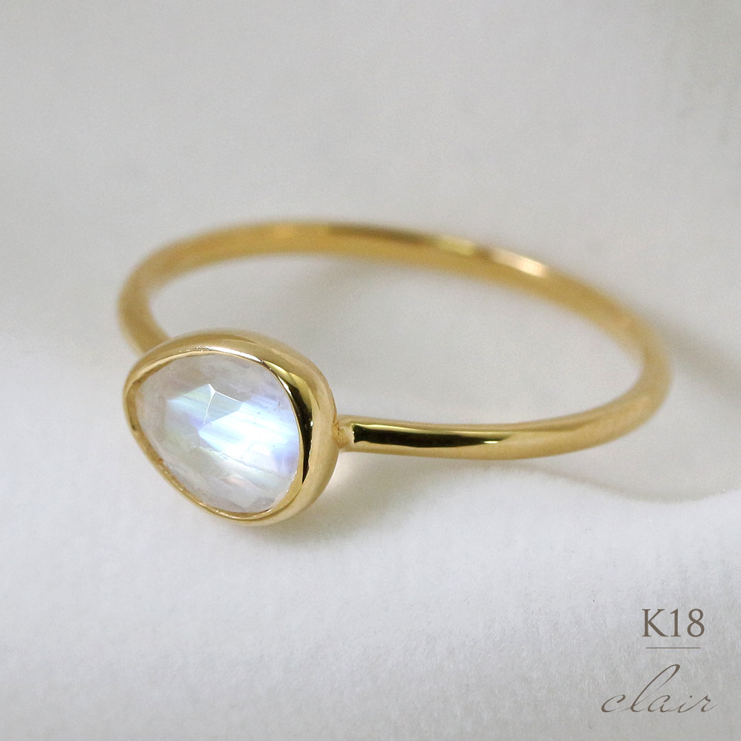 楽天市場】K18 K10 レインボームーンストーン リング 7号-13号
