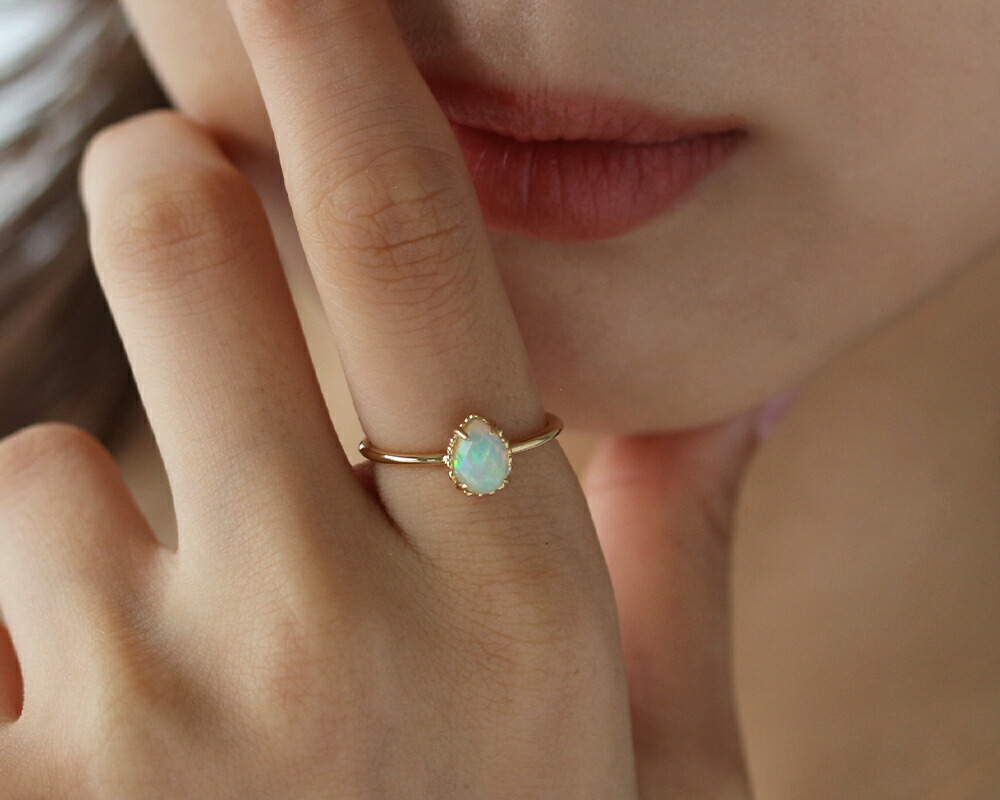 楽天市場】K18 エチオピアオパール リング 5号〜16号 イエローゴールド