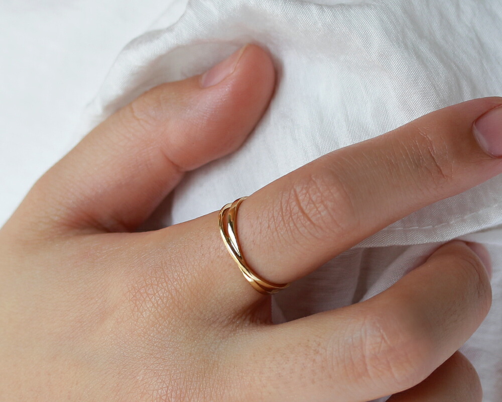 楽天市場】K18 コンビ クロスリング フルデザイン 6号〜13号 送料無料