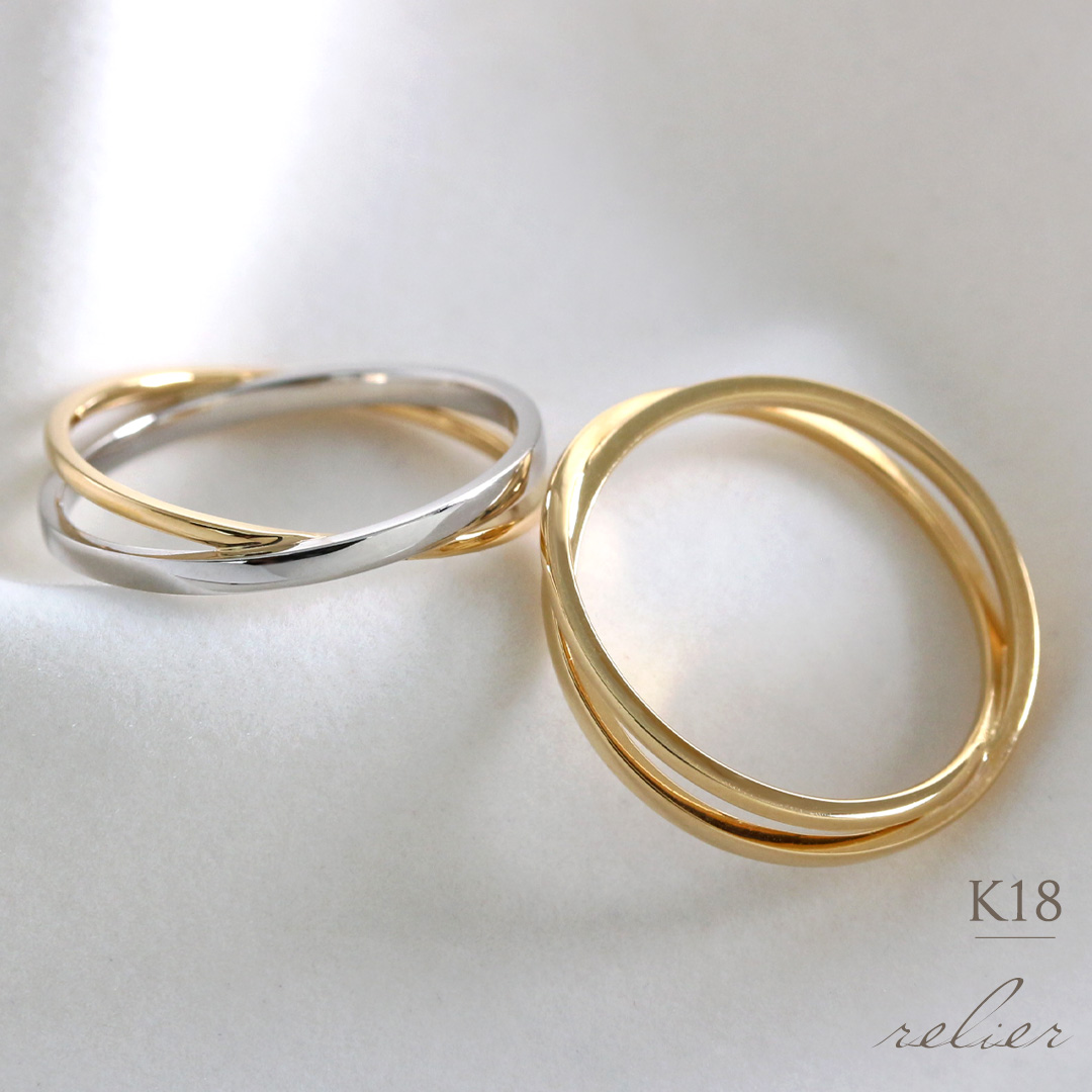 楽天市場】K18 コンビ クロスリング フルデザイン 6号〜13号 送料無料