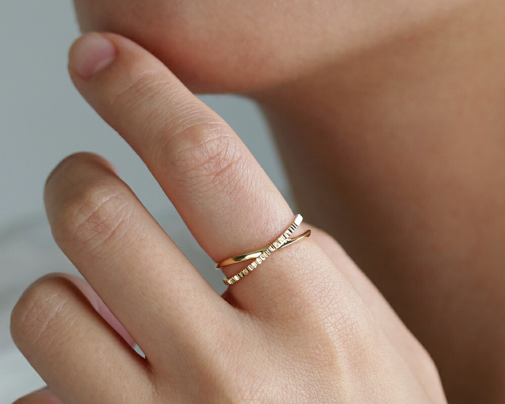 楽天市場】K18 K10 PT クロスリング フルデザイン 6号〜13号 送料無料