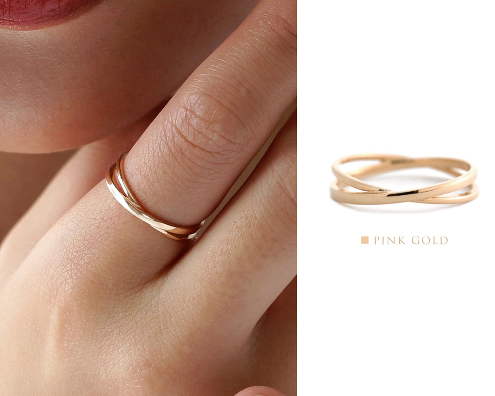 楽天市場】K18 コンビ クロスリング フルデザイン 6号〜13号 送料無料