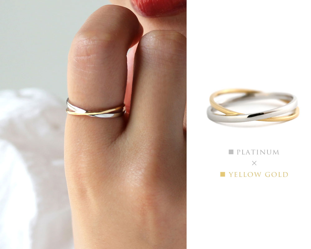 楽天市場】K18 コンビ クロスリング フルデザイン 6号〜13号 送料無料