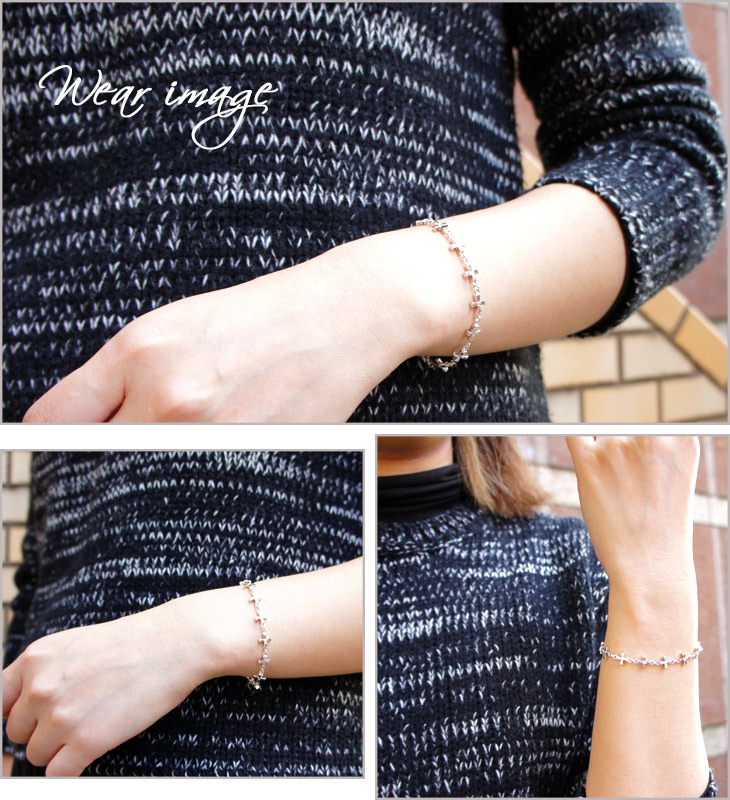 楽天市場】アイアンクロス ジルコニア ブレスレット 15〜17cm シルバー