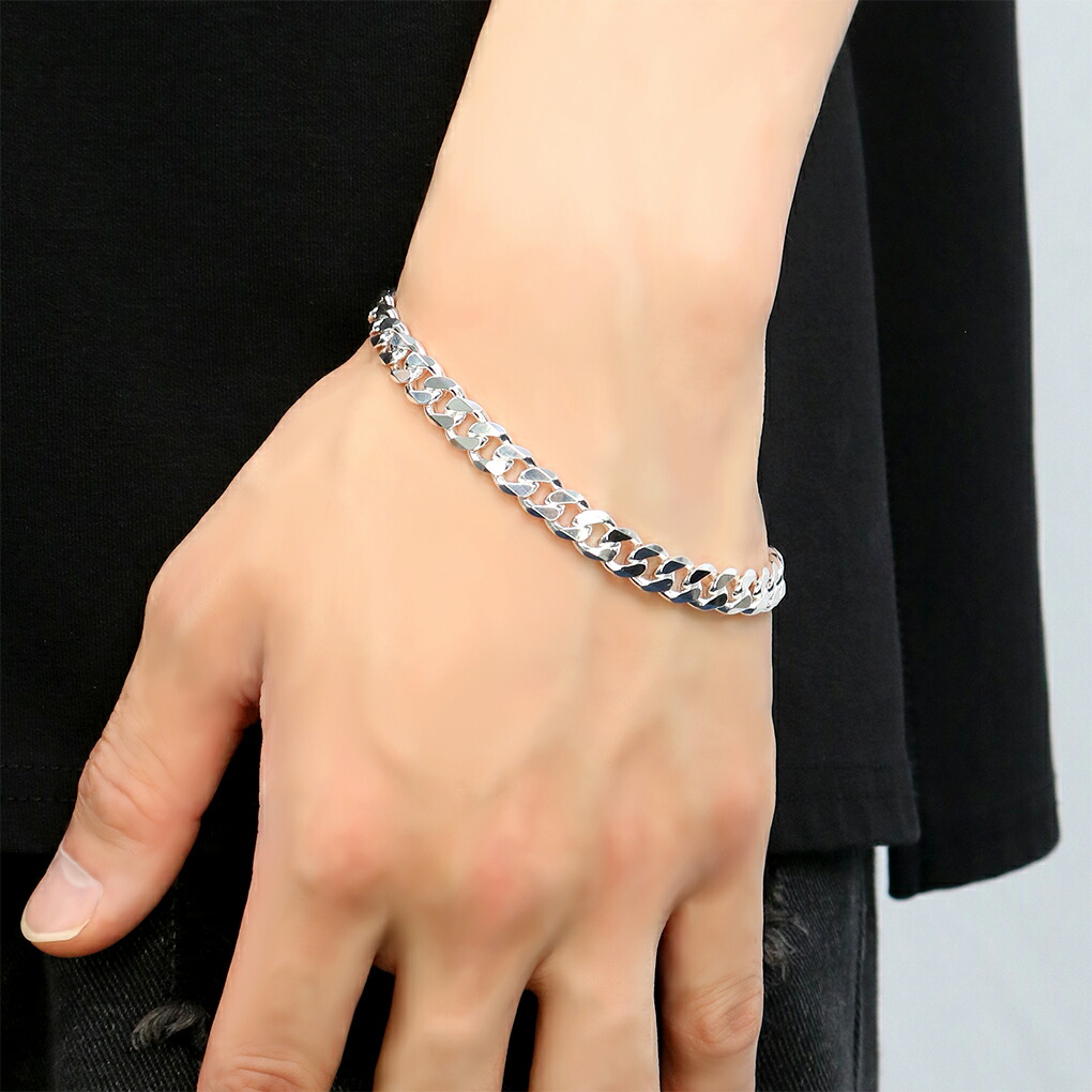 楽天市場】シルバー 喜平 チェーン ブレスレット 21cm 幅7.7mm 6面