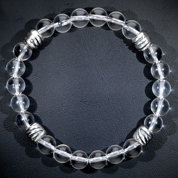 楽天市場】水晶 シルバー パーツ ブレスレット 8mm 17.5 19cm メンズ
