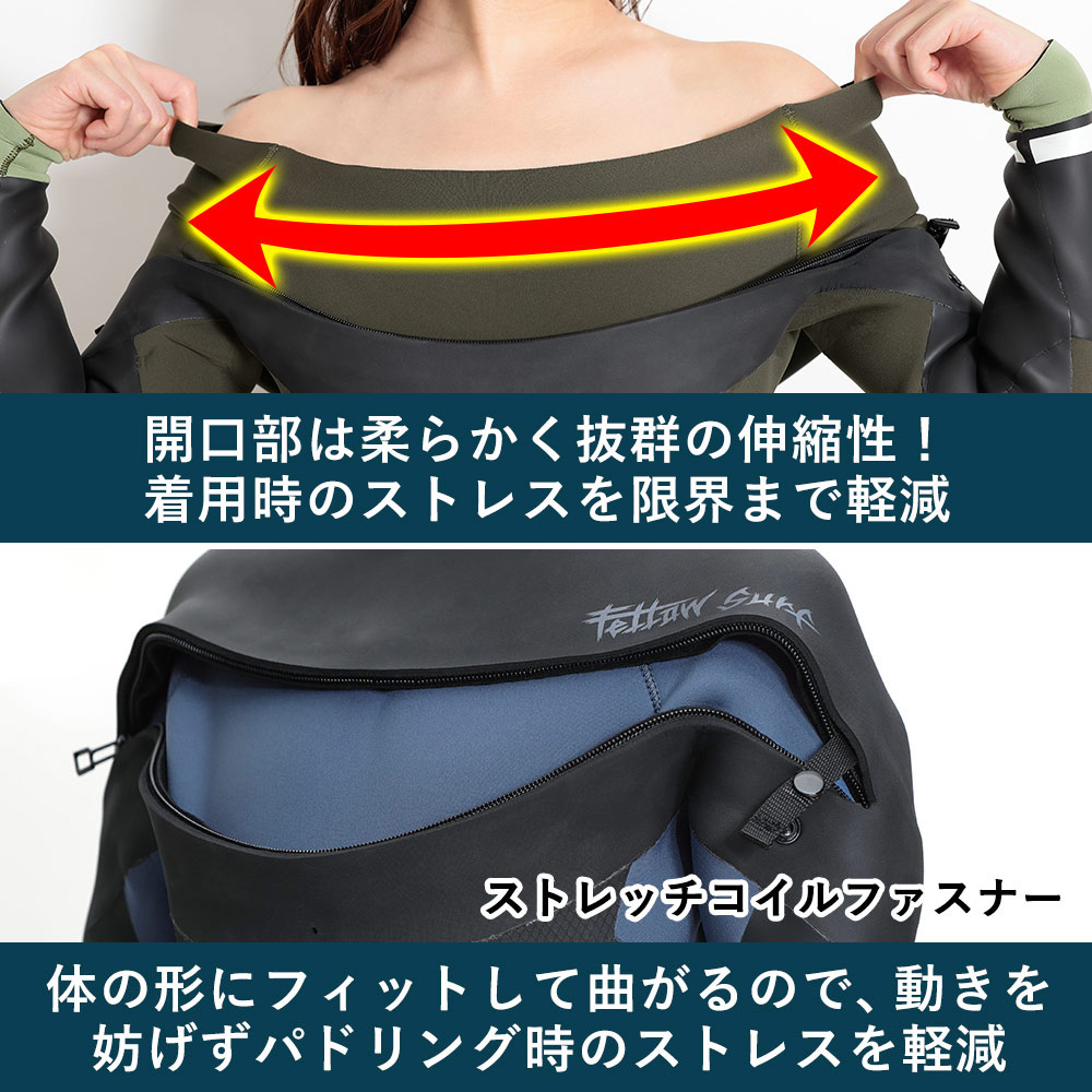 楽天市場】FELLOW セミドライ 5×3mm ウェットスーツ ロングチェスト