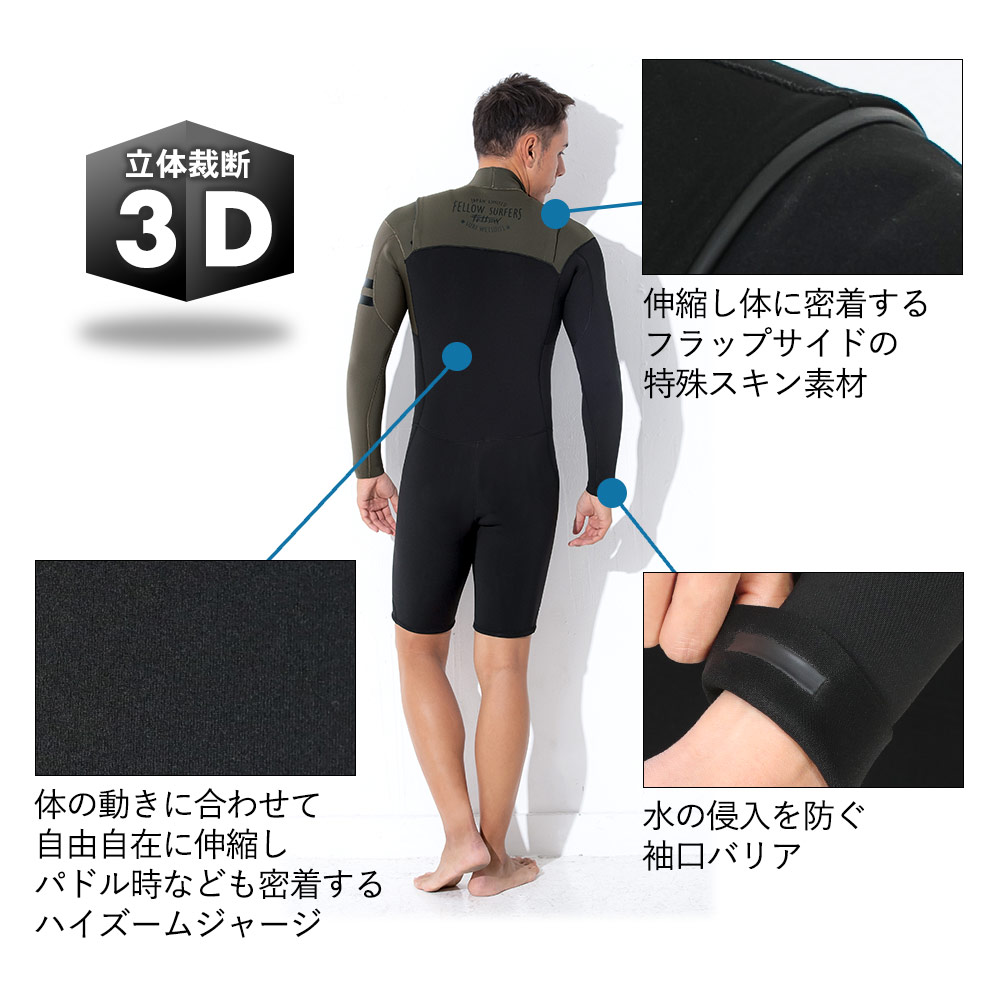楽天市場】FELLOW ウェットスーツ ロングスプリング 3mm メンズ