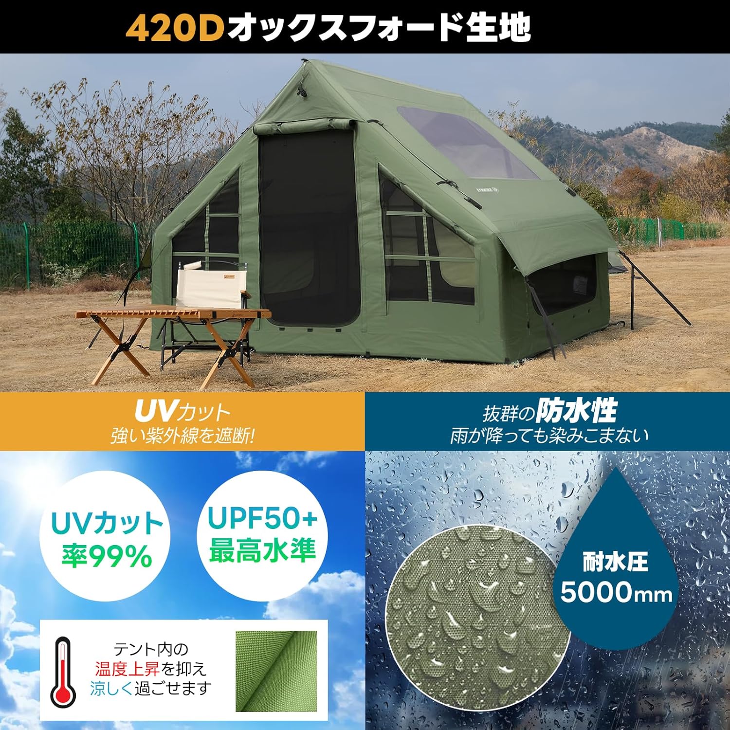 楽天市場】ShinHye インフレータブルテント エアーテント ロッジ型 2