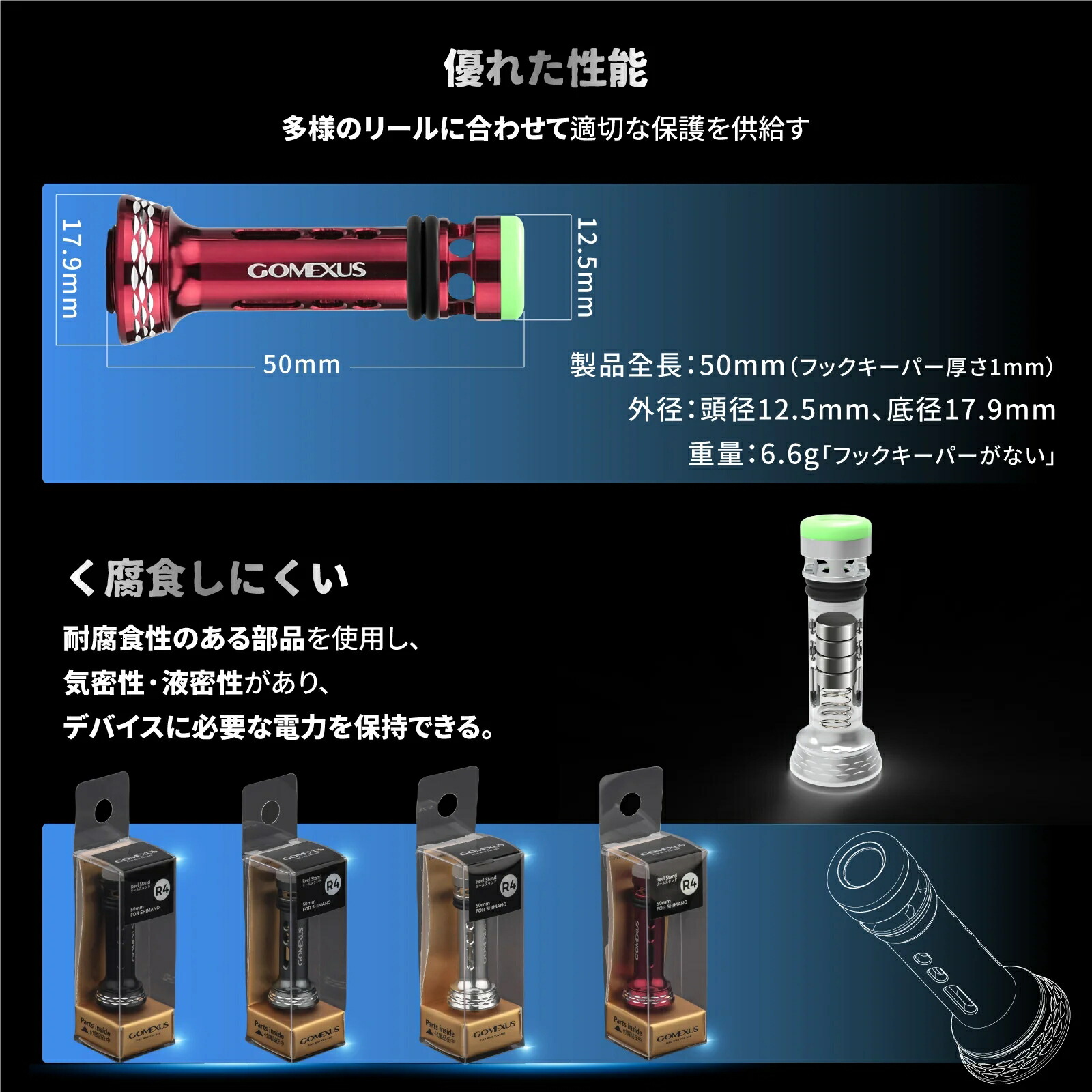 楽天市場】「公式ストア」ゴメクサス リールスタンド R4 先端蓄光
