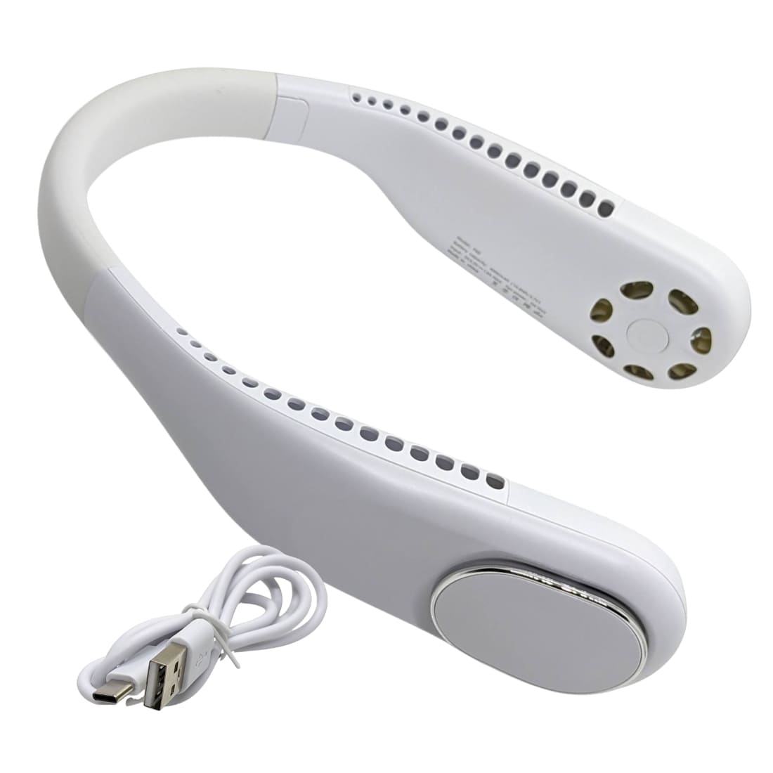 楽天市場】ネックファン 首掛け扇風機 F60 ホワイト USB充電式 静音