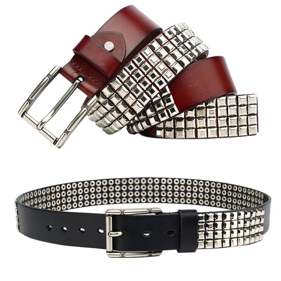 楽天市場】スタッズベルト メンズ レザーベルト 本皮 牛皮 モード系