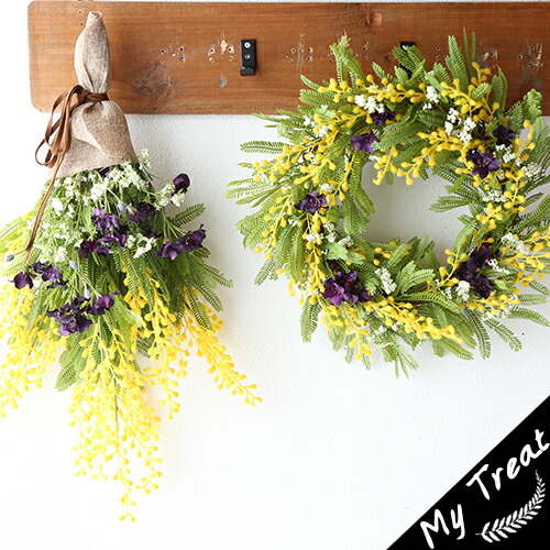 楽天市場】ミモザ リース スワッグ アートフラワー(造花) フラワー