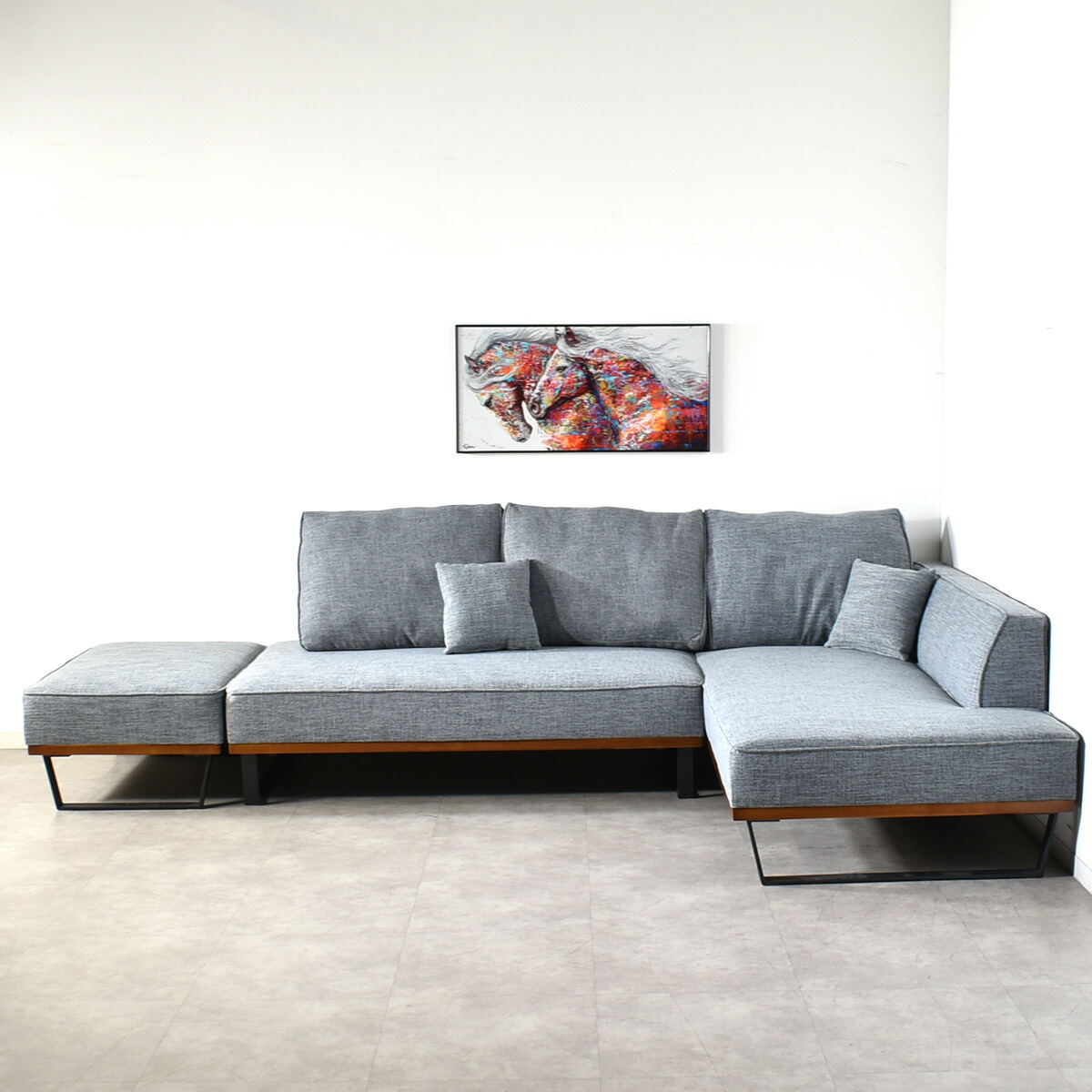 楽天市場】ソファー l字 ファブリック ソファ 3人掛け 4人掛け 布