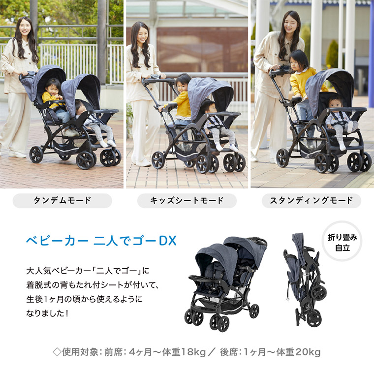 楽天市場】二人乗りベビーカー 二人でゴーDX デニム 二人乗り 双子