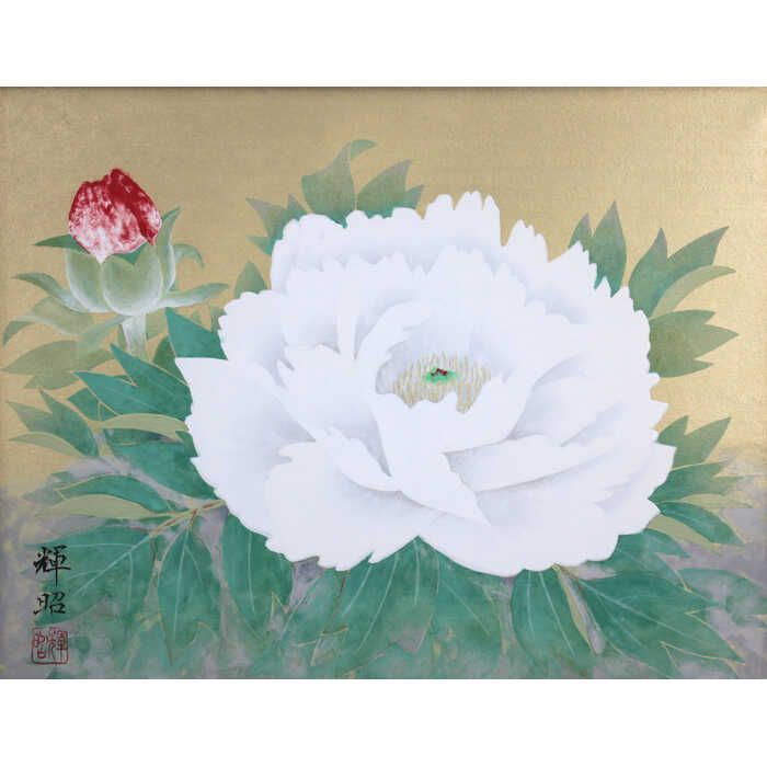 楽天市場】絵画 八木輝昭 日本画 『白牡丹』 花 静物 豪華 一点物 美術