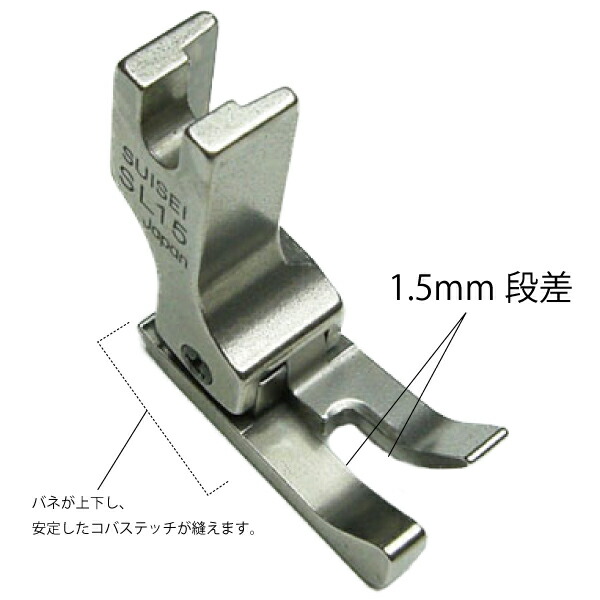 楽天市場】JUKI職業用左段付き押え(1.5mm)（コバステッチ ステッチ定規