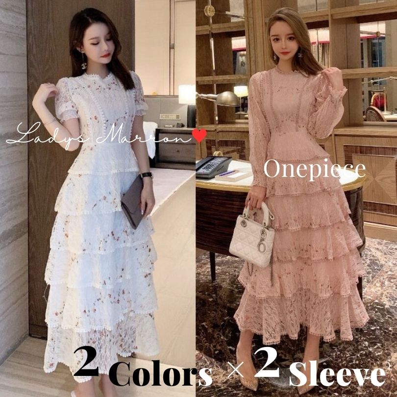 楽天市場】花柄ワンピース ティアードワンピース 白ワンピース ピンク